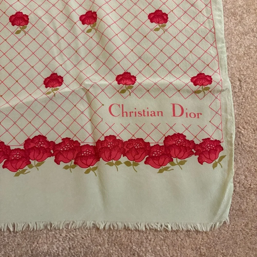 Vintage Christian Dior Floral Silk Scarf